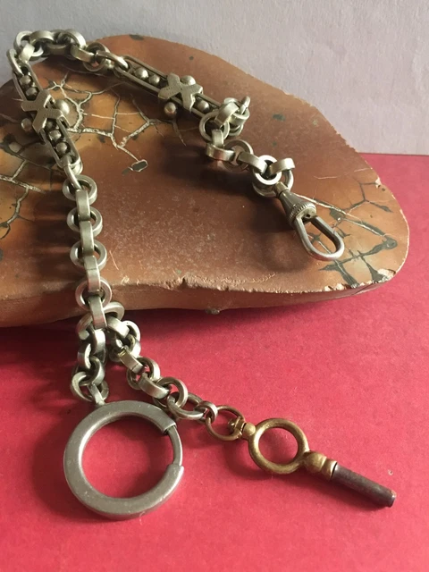 ⌚ Chaîne De Montre à Gousset Vintage - Acier Argenté - Occasion Bon état