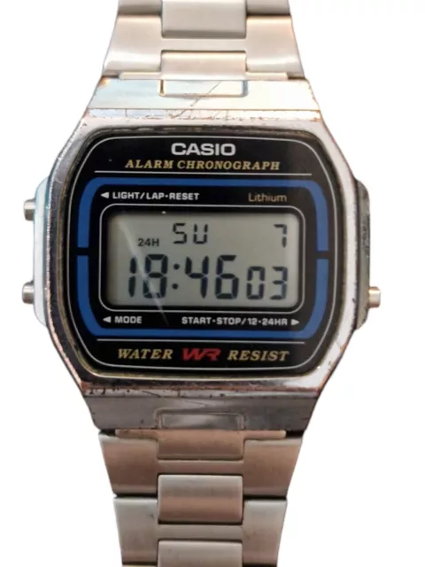 CASIO MEN S WATCH A 164W Digital Silver Alarm Micro Light Good Condition 12.99 PicClick UK