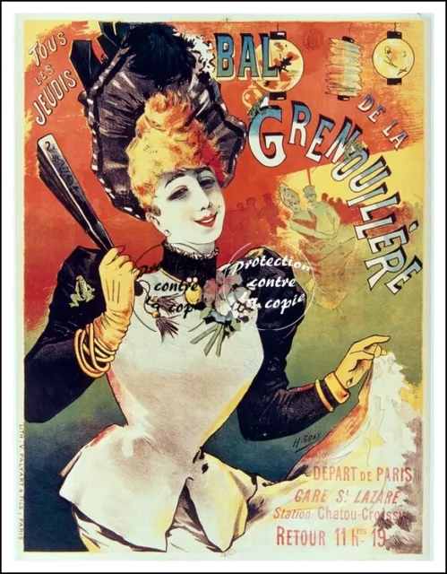 POSTER HQ 60x80cm d'une AFFICHE ANCIENNE SPECTACLE: BAL de la GRENOUILLèRE