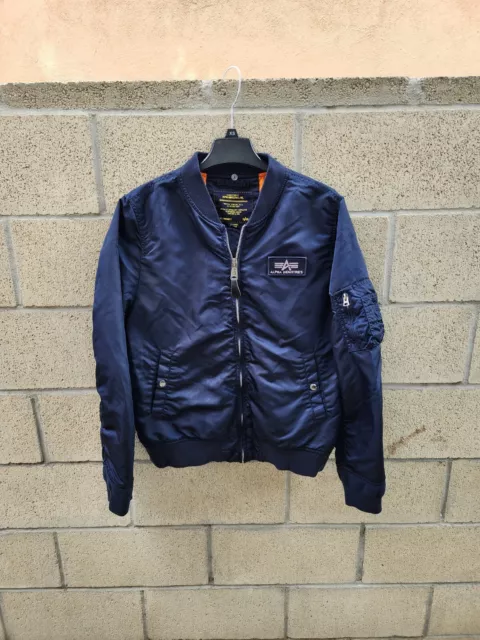 Alpha Industries Slim Fit Bomber Jacket Navy Blue Men's Size XL