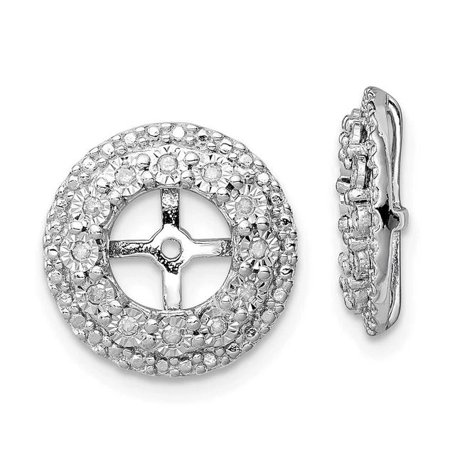 14K White Gold Plated Diamond Jacket Earrings 2.25g for Womens