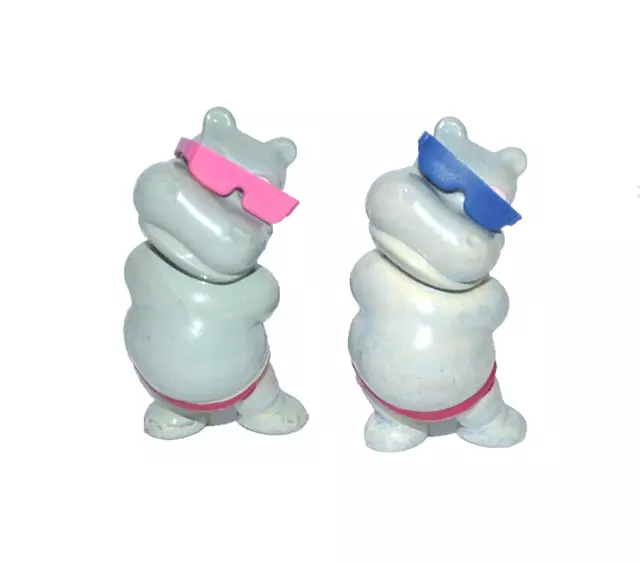 Happy Hippos  1988 ❤️  2 Figuren Hippi Hippo  Variante Brille Rosa & Blau ❤️