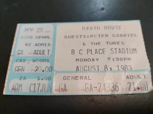 David Bowie Aug.8 1983 Pacific Coliseum  Vancouver BC Canada Concert Ticket