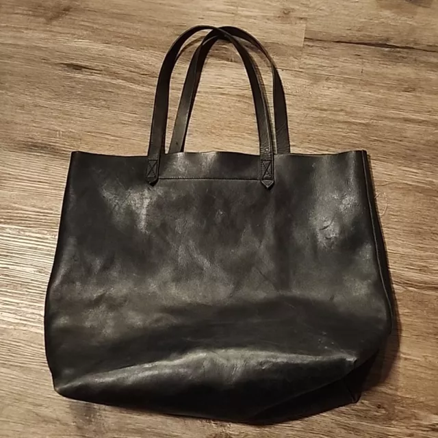 Madewell The Transport Tote Black Leather  Bag  All Black Leather LOOK