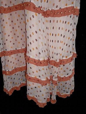 Dress, ECI New York, 100%-Silk tiered Sequins Beads Lined Polka-Dots NWOT 10 3