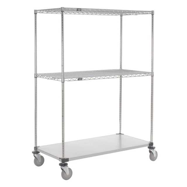 Nexel Open Sided Wire Exchange Truck, 2 Wire 1 Galvanized Shelf, 1000 Lb Cap,
