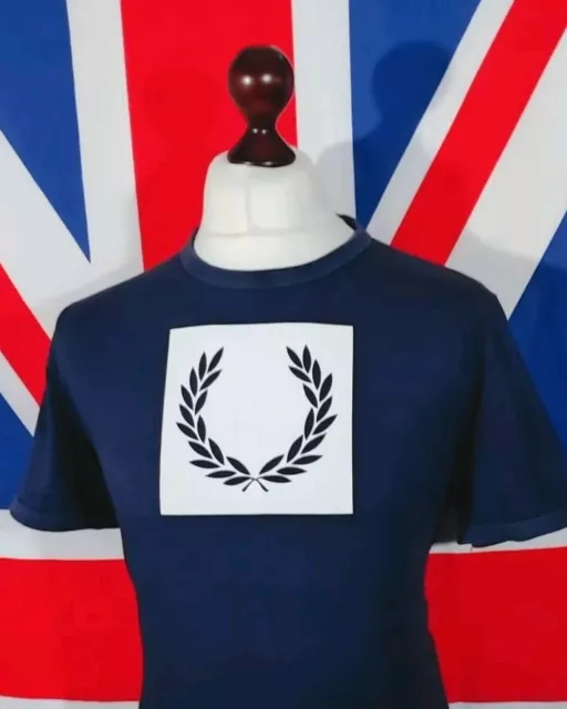 Fred Perry Logo T-shirt - L/XL - Navy - Mod Casuals 60's