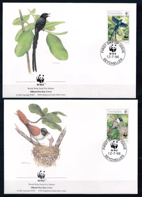 [CPA1101] Seychelles 1996 - WWF aves - muy buen conjunto de 4 documentos (FDC)