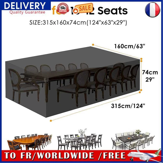 210D Oxford Dust Proof Cover Wind-Proof Table Cover for Balcony (315x160x74CM)