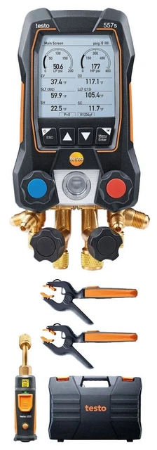 Testo 557s Smart Digital Manifold Kit with wireless temperature and vacuum