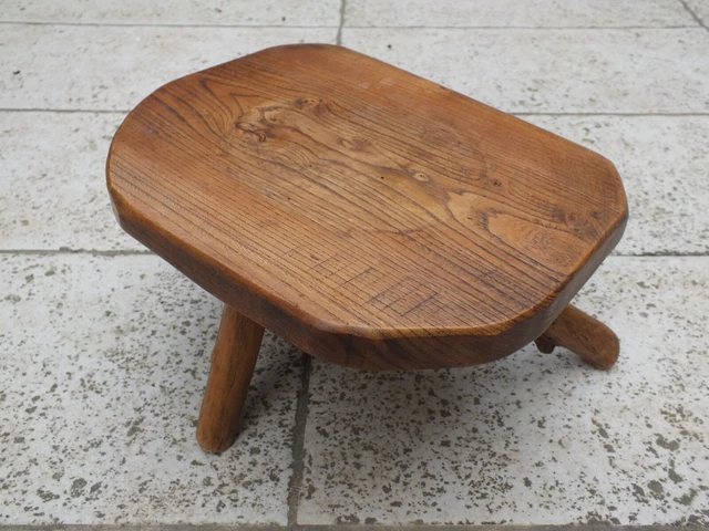 + PETIT TABOURET tripode, sellette porte plante en orme + EUR 30,00