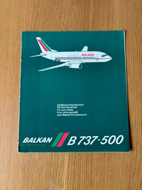 Balkan Bulgarian Airlines Boeing 737-500 Safety Card