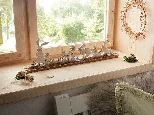Salvare Set 2x Decorazione Pasquale " Prato ", Coniglietto di Bianco Calcinate,