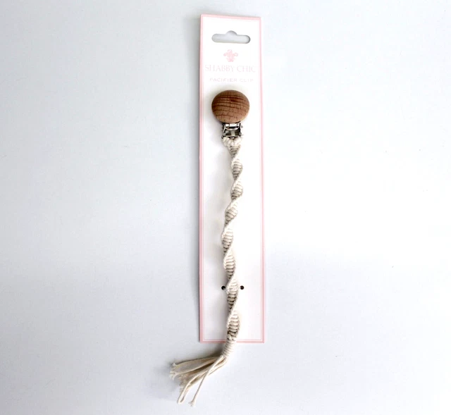 Shabby Chic Boho Cotton Macrame Twist Pacifier Clip