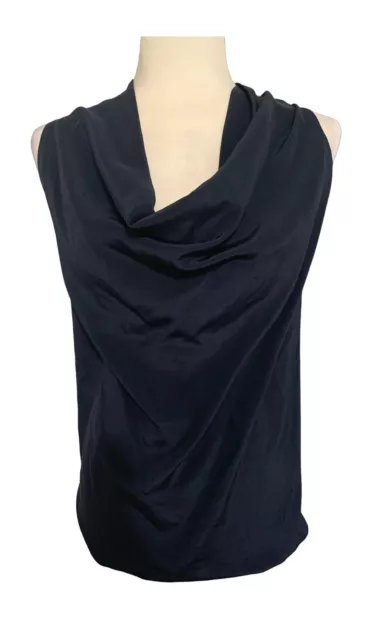 coop barneys new york womens solid navy blue cowl neck tank top 4 small