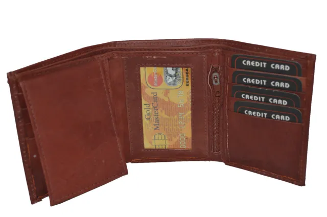 BLACK FRIDAY SPECIAL - Men's Trifold wallet with pull out flap black brown tan