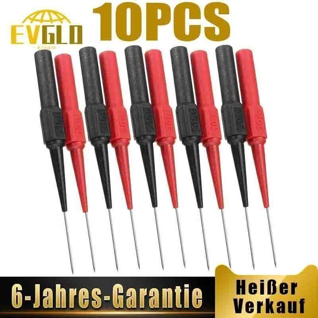 RUNCCI-YUN 10Pcs Testsonde, Abnehmbare Sonde, Multimeter Messleitung Sonde, Probe Test Pin, Isolationspiercing Nadel, Bananenstecker kabel Sonde, für Digitale Multimeter