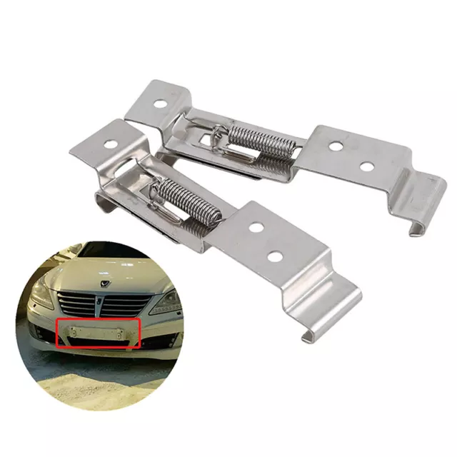 2 PCS Rectangular Car License Plate Spring Loaded Stainless Steel Bracket Cars