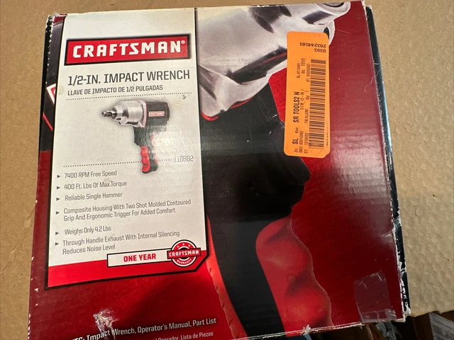 Craftsman Impact Wrench 1/2 In Drive Air Tool Gun Portable -Open Box