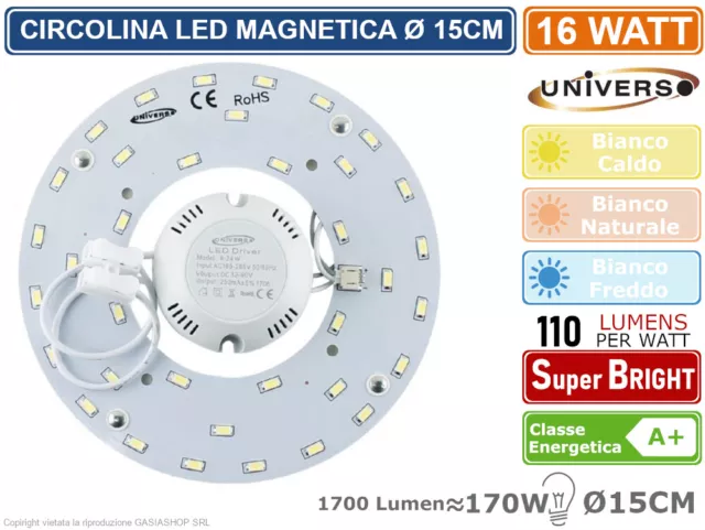 Circolina LED con calamita 12W 20W 24W 36W 50W sostituisce il neon circolare