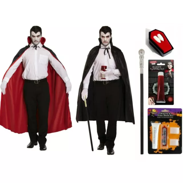 Adult Mens DELUXE VAMPIRE COSTUME Gothic Dracula Halloween Boys Fancy Dress UK