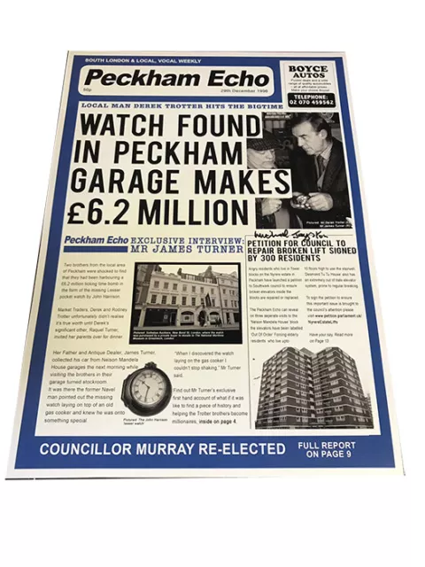 Only Fools and Horses Peckham Echo Watch Poster Hand Signed Michael Jayston A3