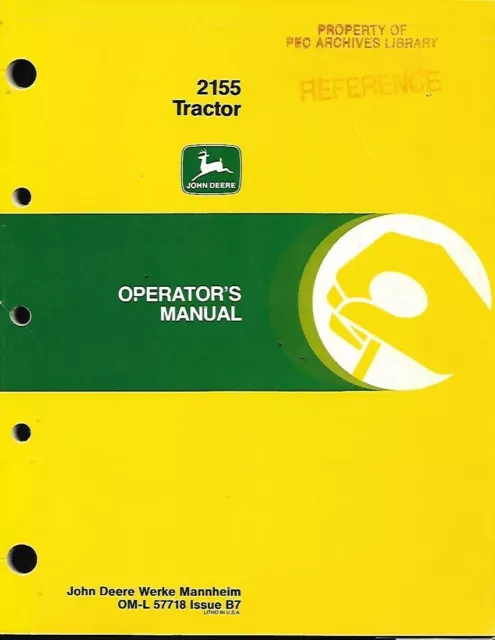 John Deere 2155 Tractor Operators Manual