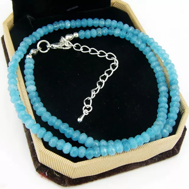 BAILYSBEADS hellblau Saphir-Kette Halskette Necklace Rondelle behandelt Du77