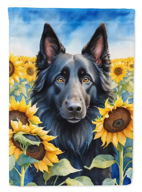 Belgian Sheepdog in Sunflowers Flag Canvas House Size DAC6023CHF