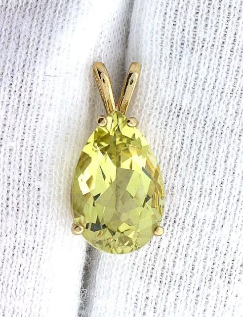 14Kt REAL Yellow Gold 14x9 14mm x 9mm Pear Citrine Pendant Gem Stone Gemstone