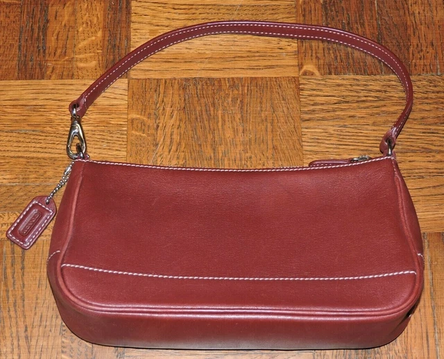 COACH RED LEATHER Demi Hampton Baguette Shoulder Bag Handbag