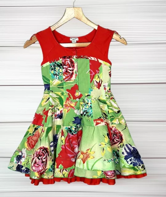 ELIANA ET LENA  Circle Skirt Dress Girl’s Summer Floral Cotton  Red Green  Sz 6A