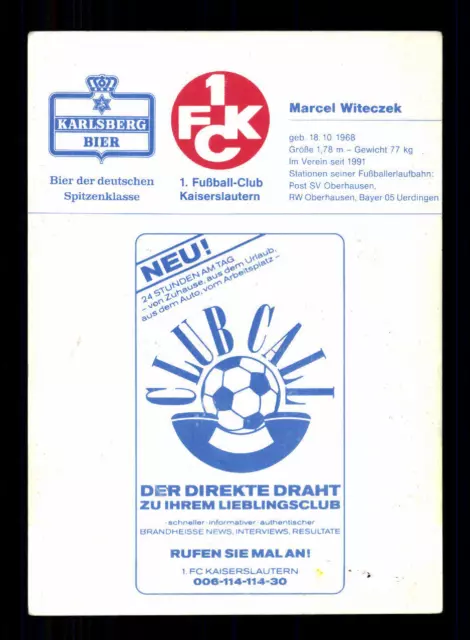 Marcel Witeczek Autogrammkarte 1 FC Kaiserslautern 1991-92 Original +A 183627 2