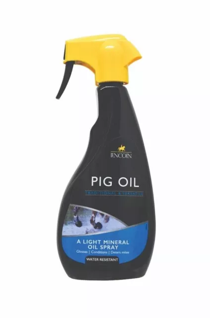 Lincoln Pig Oil Spray 500ml - Horse Pony Coat Gloss, Mite Repel Water Barrier