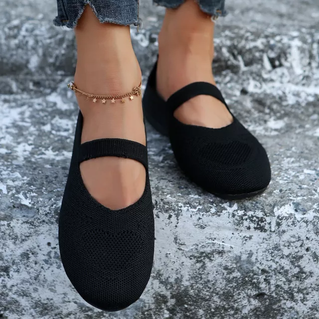 Women’s Ballet Flats Shoes Knit Dress Shoes Round Toe Slip On Walking Ballerina