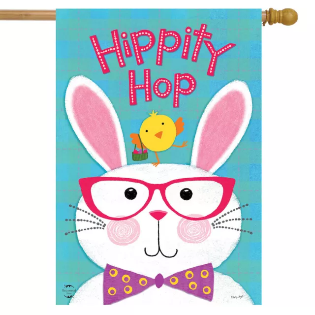 Hippity Hop Bunny Easter House Flag Chick Humor 28" x 40" Briarwood Lane