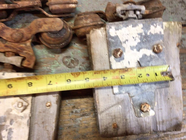 Lot Of Antique Vintage Barn Door Rollers And Brackets With Star 12