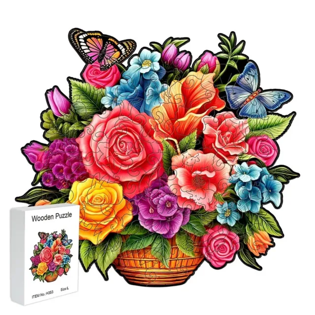 EXA A3 Size L FLOWERS Wooden Jigsaw Puzzles Large Unique Stress Reduction UK