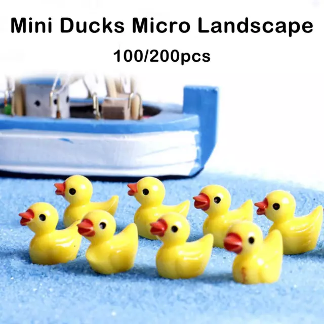 100/200PCS Mini Rubber Ducks Miniature Resin Ducks Yellow Tiny Duckies,`