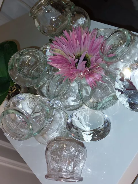 VENTOUSES MEDICALES Lot de 11 -  fin 19°- verre - vase - pot- photophore - décor