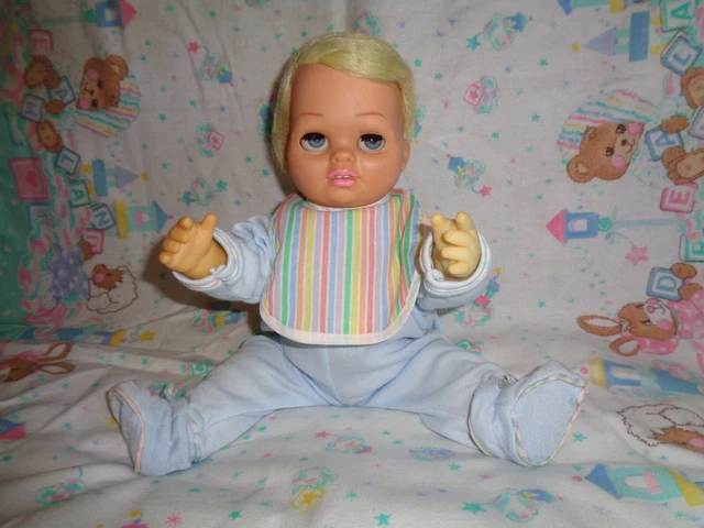 Mattel 1962 Chatty Cathy Tiny BROTHER Twin 15" Baby Doll ~Blue Layette Bootees+ Mattel 1962 Chatty Cathy Tiny BROTHER Twin 15" Baby Doll ~Blue Layette Bootees+