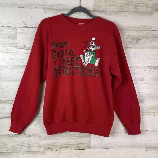 Vtg "Dear Santa, I Want Everything" Crewneck Ugly Christmas Sweatshirt Sz L