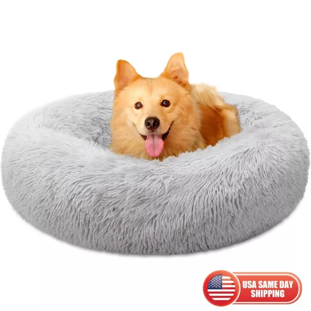 30" Large Cozy Shaggy Fluffy Pet Dog Cat Bed Donut Cuddler Cushion Soft Plush US