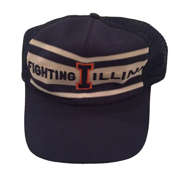 Vintage University of Illinois Illini Snapback Mesh Trucker Hat Chief Illiniwek