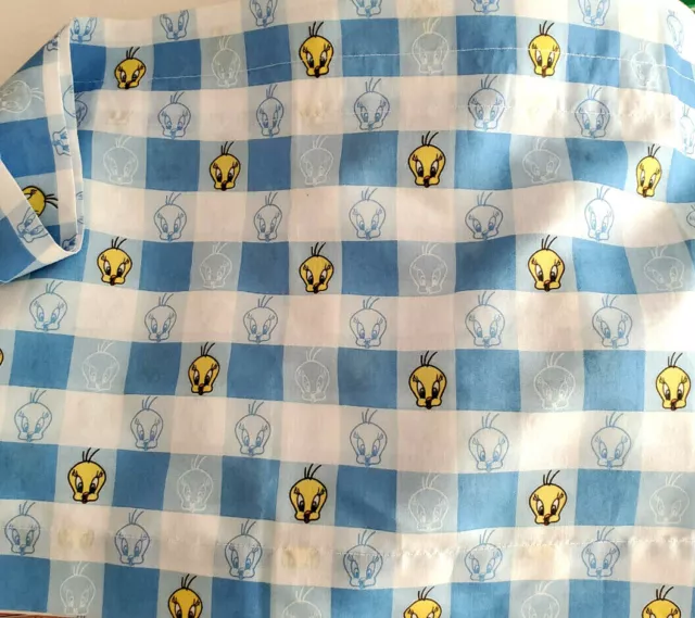 Cenefa de colección Tweety Bird azul blanco a cuadros 1998 Looney Tunes 85x17 EE. UU.