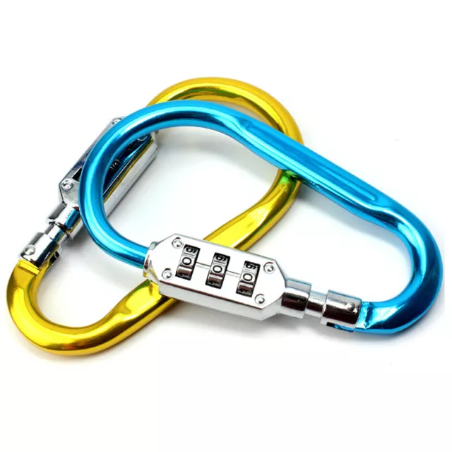 Travel Portable 3 Dial Bag Suitcase Combination Lock Luggage Padlock Carabiner