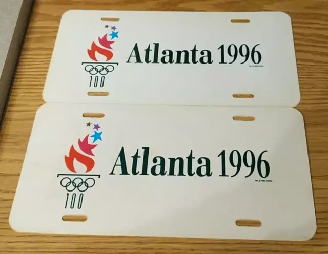 Georgia (2) 1996 Atlanta Centennial Olympics License Plate Car Tags Vintage