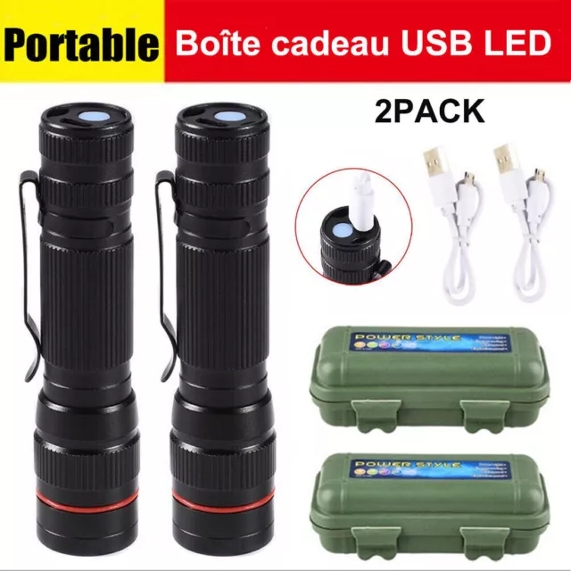 120000lm Lampe Torche LED Puissante Lampe de Poche Rechargeable Tactique Mini