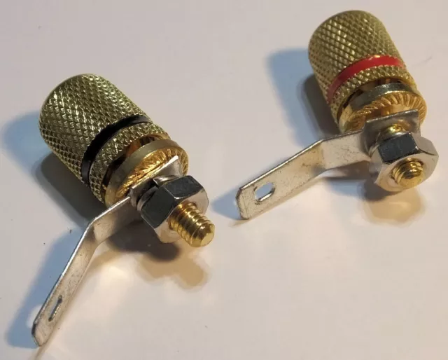 2 pairs (4) Red and Black Gold Plated 4mm Speaker Binding Post Socket Connector