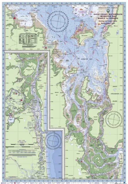 Boating, Fishing, Qld Marine Safety Chart - GOLD COAST, MANLY to NERANG + BONUS